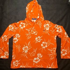 Men’s large Polo Ralph Lauren orange floral light jersey hoodie